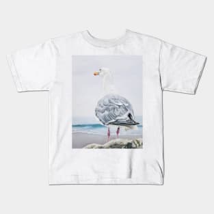 All I Survey - Western Gull beach painting Kids T-Shirt